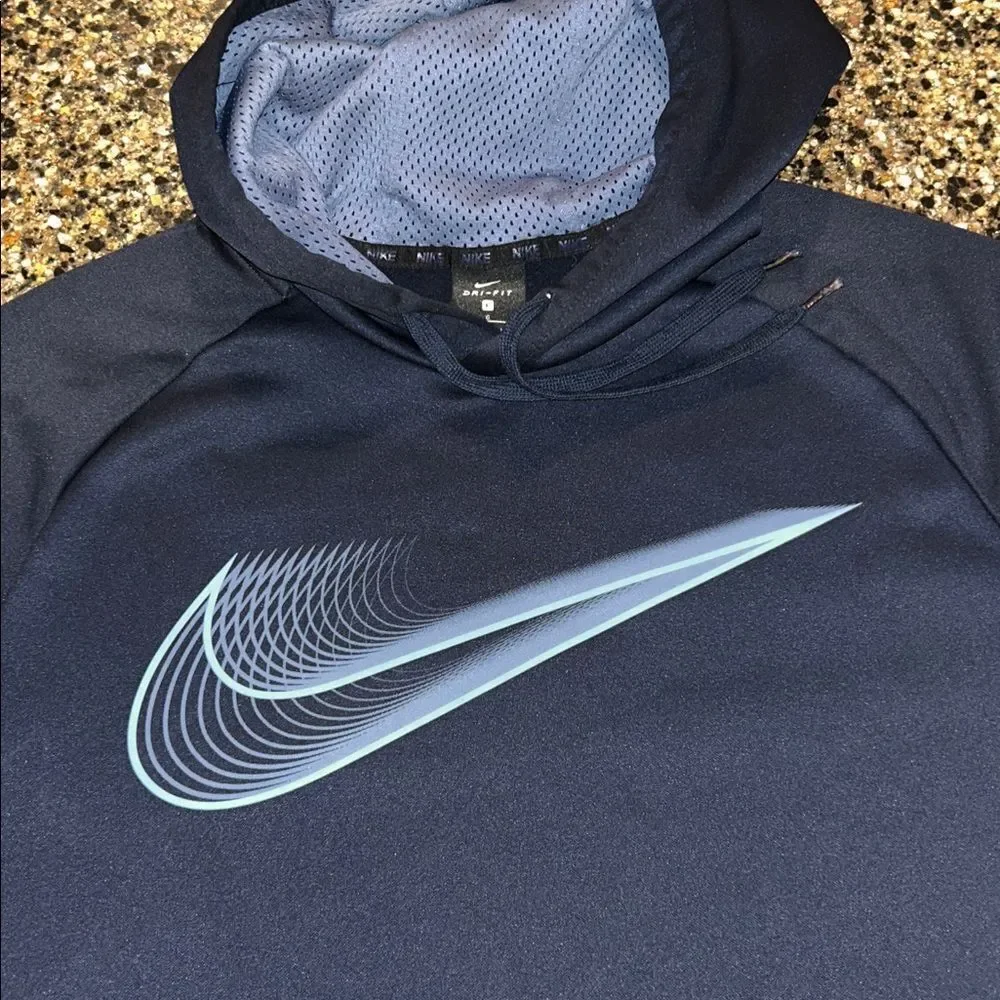 Nike Men’s Navy Blue Hoodie with Graphic Swoosh